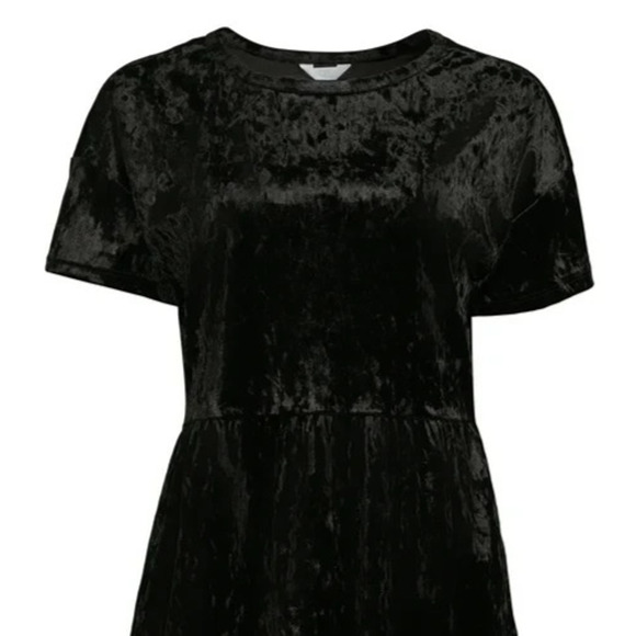 Time and Tru Womens Crushed Velvet Peplum Top Short Sleeve Black Blouse Size XL - Picture 6 of 6